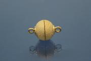 Magnetic Clasp Round Ball, size ca. 10x16mm  925/- Silver gold plated stardust sanded