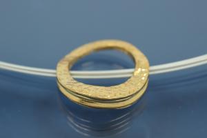 Colliermittelteil 925/- Silber vergoldet Fl�che beide Seiten geh�mmert ca Ma�e A� 20,5 I� 14,5mm Bohrung �2,2mm St�rke 4,5 im Verlauf 1,3mm
