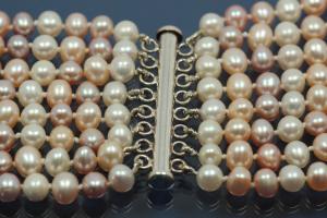 Potato multicolor Freshwater Pearls Necklace with 8-rows ca. 6mm , 8-rows and with 925/- Silver sliding clasp