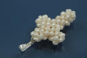 Pearl cross made of Freshwaterpearls with bail 925/- Silver,