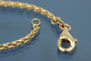 Zopfkette massiv halbrund (nicht teilhohl) ca. Mae  2,0mm, mit Karabiner, ca Mae Endglied ovale se auen 3,0mm x 4,5mm, Drahtstrke MS 0,5mm,333/- Gelbgold, Lnge ca. 55cm